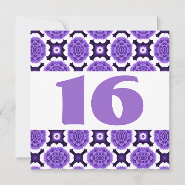Invitation 16e anniversaire Festive Purple Flowers W933 (Devant)