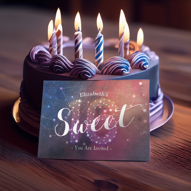 Invitation 16e anniversaire fête Chic Galaxy Star Constellati (Créateur téléchargé)