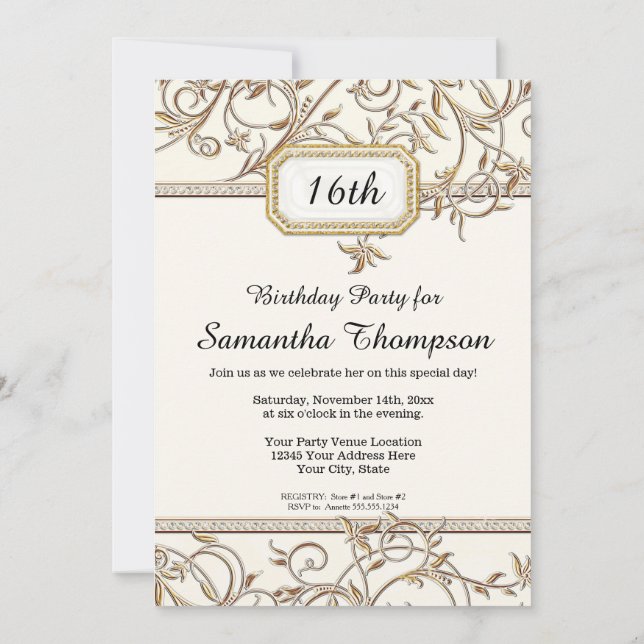 Invitation 16e Sweet sixteen Glam Old Hollywood Regency Pink (Dos)