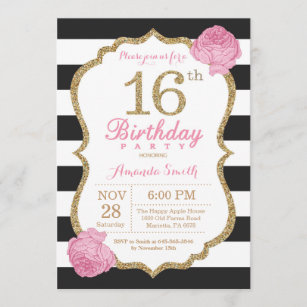 Invitations Faire Part Cartes Anniversaire 16 Ans Zazzle Ca