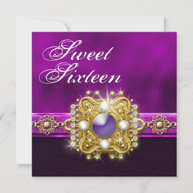 Invitation 16ème pourpre de fête d'anniversaire de "sweet (Devant)
