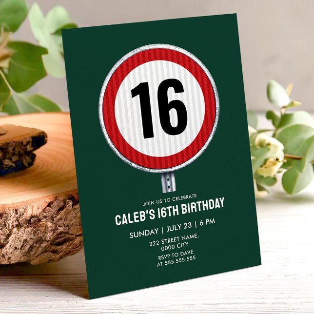 Invitation 16th Birthday Speed Limit Sign - ANY AGE (Créateur téléchargé)