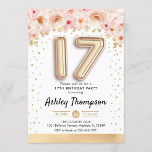 Invitation 17e anniversaire - Ballons d'or