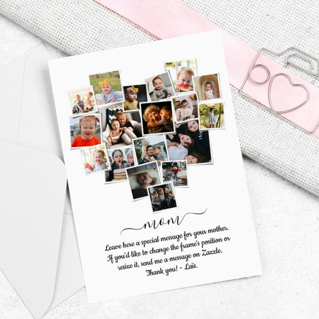Invitation 18 Photos Collage Coeur Bonne fête des mères (Créateur téléchargé)