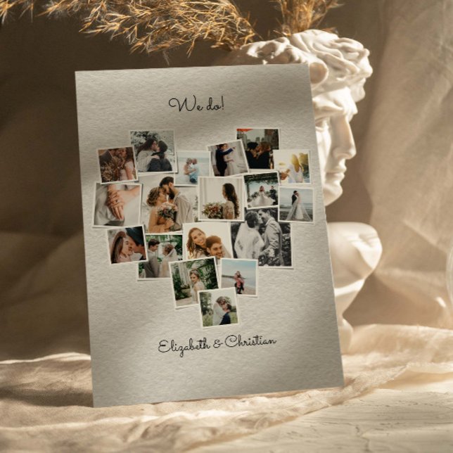 Invitation 18 Photos Collage Mariage en forme de coeur (Créateur téléchargé)