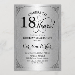 Invitation 18e anniversaire - Argent Damask