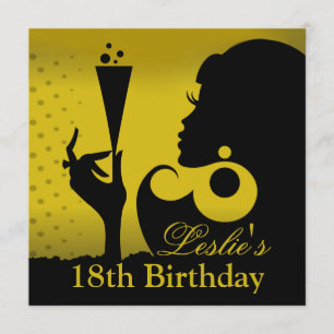 Invitation 18e anniversaire Cocktail Party jaune