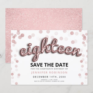 Invitation 18e anniversaire Enregistrer la date Rose Parties 