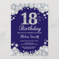 18e anniversaire Marine Bleu et Diamant d'argent