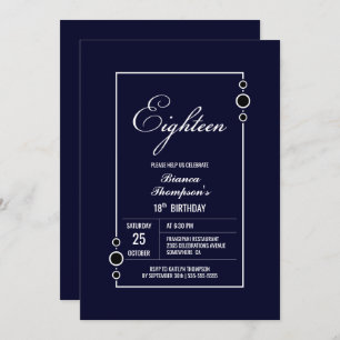 Invitation 18e anniversaire Marine Bleue avec White Frame Par