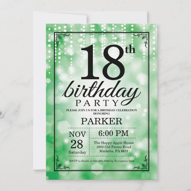 Invitation 18e anniversaire Parties scintillant ve (Devant)