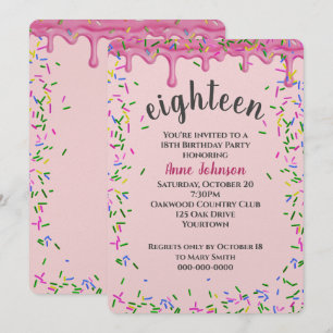 Invitation 18e Anniversaire Pink Icing Et Sprinkles