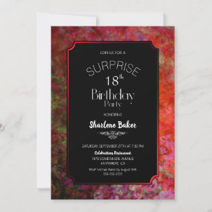 Invitation 18e anniversaire Red and Black Surprise Party