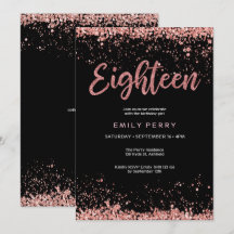 18e anniversaire rose or parties scintillant Invit