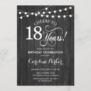 Invitation 18e anniversaire - Rustic Grey Motif