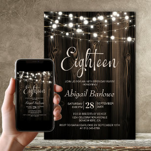 Invitation 18e anniversaire Rustic Wood Party
