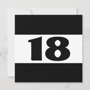 Invitation 18e fête d'anniversaire Black and White Modern W85