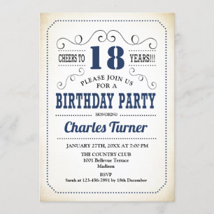 Invitation 18e fête d'anniversaire - Retro Creamy White and N