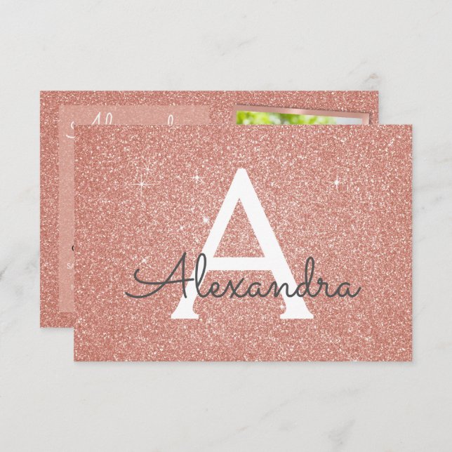 Invitation 18e Sparkle Rose Gold Blush Pink Photo (Devant / Derrière)