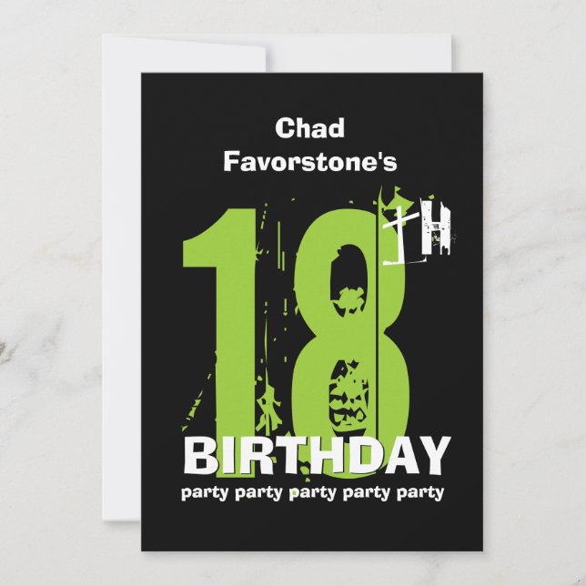 Invitation 18ème Fête d'anniversaire grunge patinée moderne (Devant)