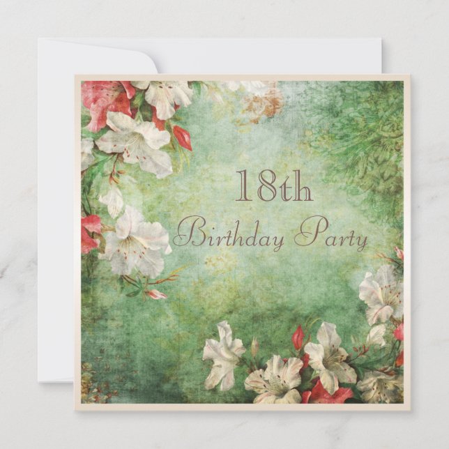 Invitation 18ème Fleurs chics minables de ketmie de fête (Devant)