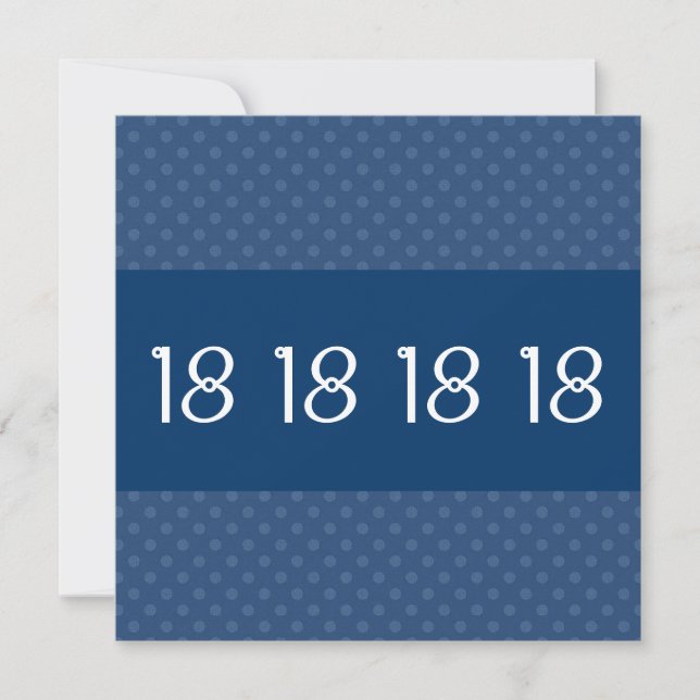 Invitation 18ème Motif de point bleu de polka de fête (Devant)