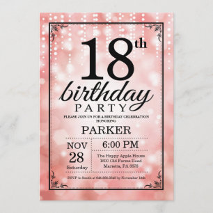 Invitation 18ème Parties scintillantes de rose d'invitation