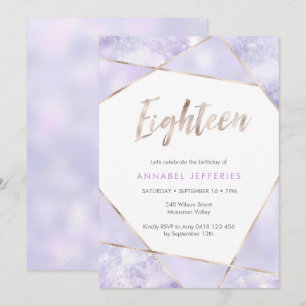 Invitation 18ème Pourpre et or d'invitation d'anniversaire