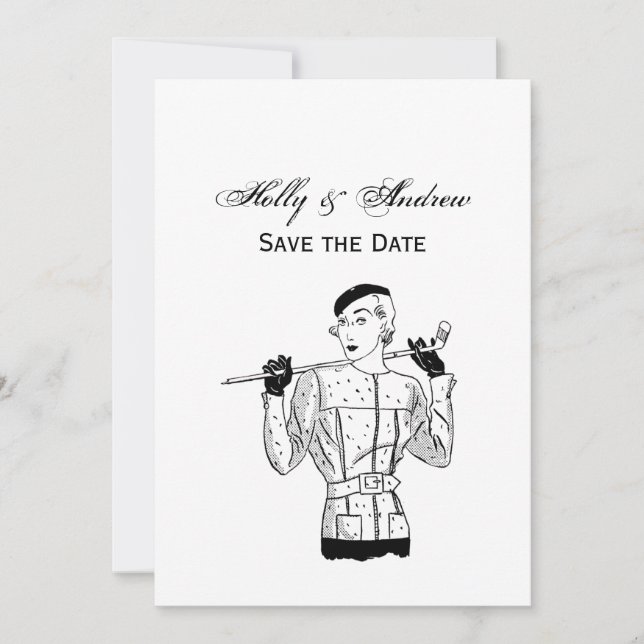 Invitation 1930 s Fashionable Lady Golfer avec le club de gol (Devant)