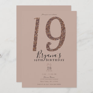 Invitation 19e 19 Anniversaire Rose rose Blush Parties scinti