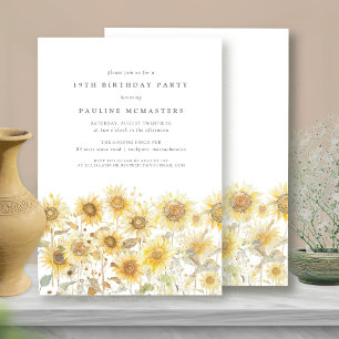 Invitation 19e fête d'anniversaire Boho Summer Sunflower Gard