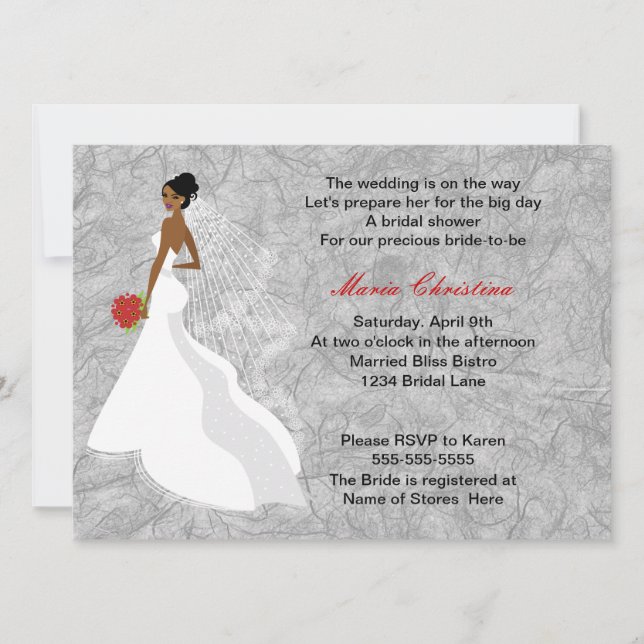 Invitation 1 de Fête de la mariée de fille de (Devant)