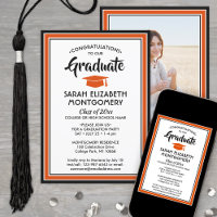 1 Photo Elegant Orange noir et blanc Graduation