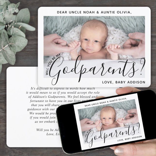 Invitation 1 Photo Godparents Proposition Moderne Élégant Scr (Créateur téléchargé)