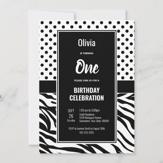 Invitation 1er anniversaire Black and White Party (Devant)