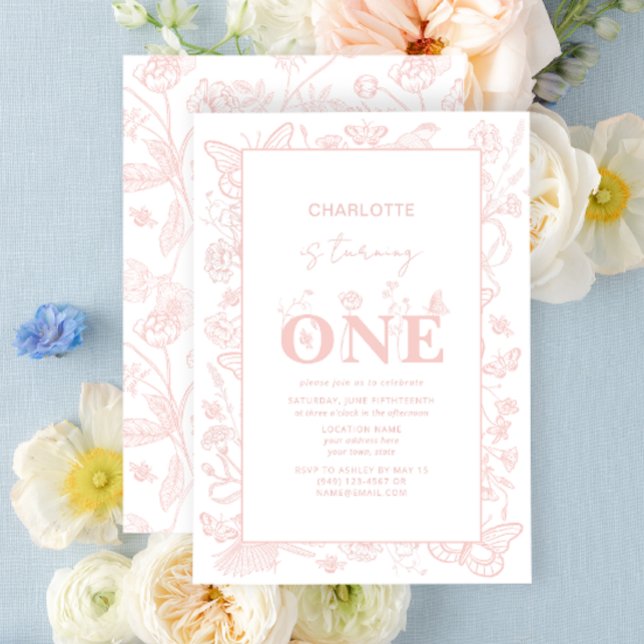 Invitation 1er Anniversaire Blush Rose Floral devient un (1st Birthday Invitation)