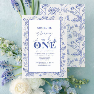 Invitation 1er Anniversaire Chinoiserie Bleu devient un