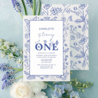 Invitation 1er Anniversaire Chinoiserie Bleu devient un