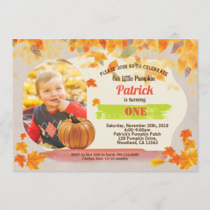Invitation 1er anniversaire Citrouille d'automne Thanksgiving