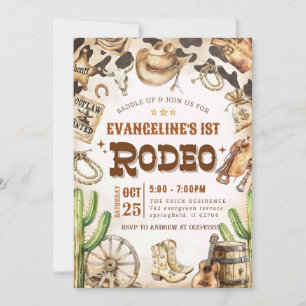 Invitation 1er anniversaire Cowboy Rodeo Wild West