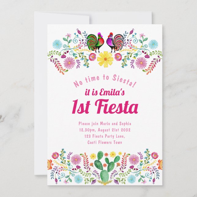 Invitation 1er anniversaire de fêtes pour une fille Folkart S (Devant)