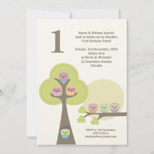 Invitation 1er Anniversaire de la soirée Chouettes mignonnes