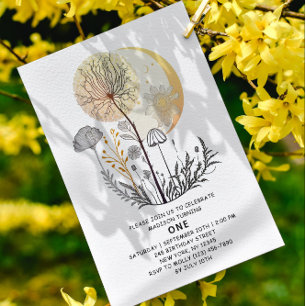 Invitation 1er anniversaire Fleur sauvage Celestial fille mod