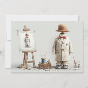 Invitation 1er anniversaire French Artist Baby Suit Paint Stu