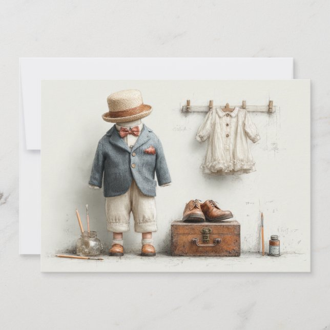 Invitation 1er anniversaire French Artist Baby Suit Paint Stu (Devant)