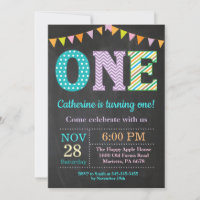 1er Anniversaire Invitation. Fille premier anniver