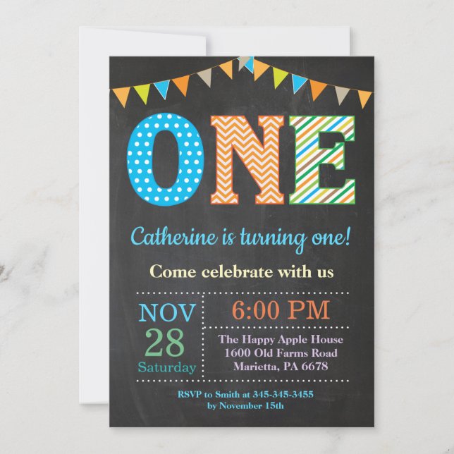 Invitation 1er Anniversaire Invitation. Le premier anniversai (Devant)