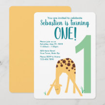 1er anniversaire Jaune moderne bébé Giraffe