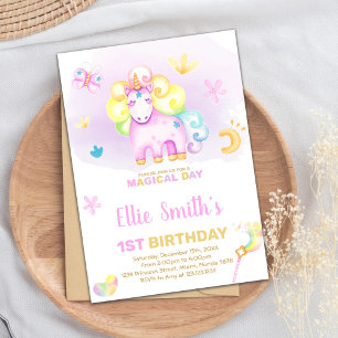 Invitation 1er anniversaire magique pour les filles