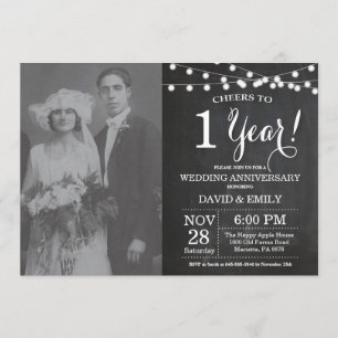 Invitation 1er anniversaire Mariage Chalkboard photo